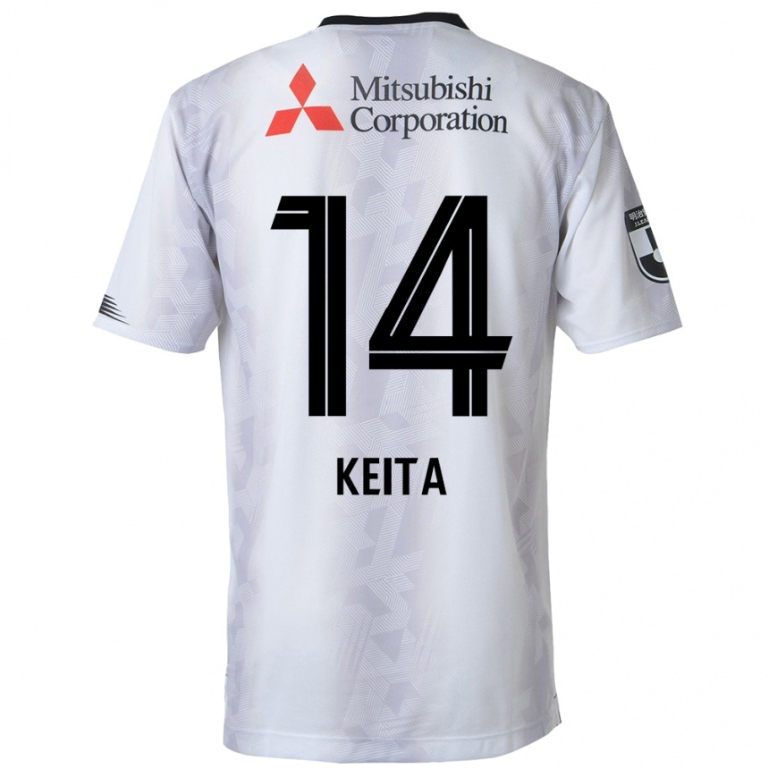 Kids Football Keita Yamashita #14 White Black Away Jersey 2024/25 T-Shirt