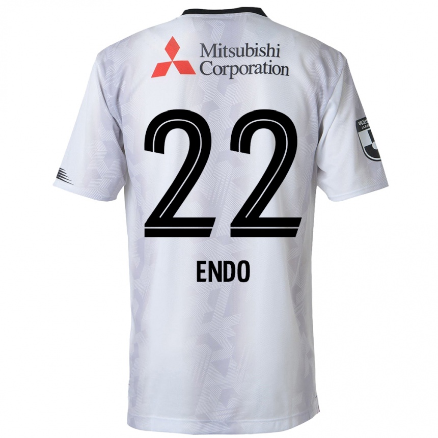 Kids Football Keita Endo #22 White Black Away Jersey 2024/25 T-Shirt