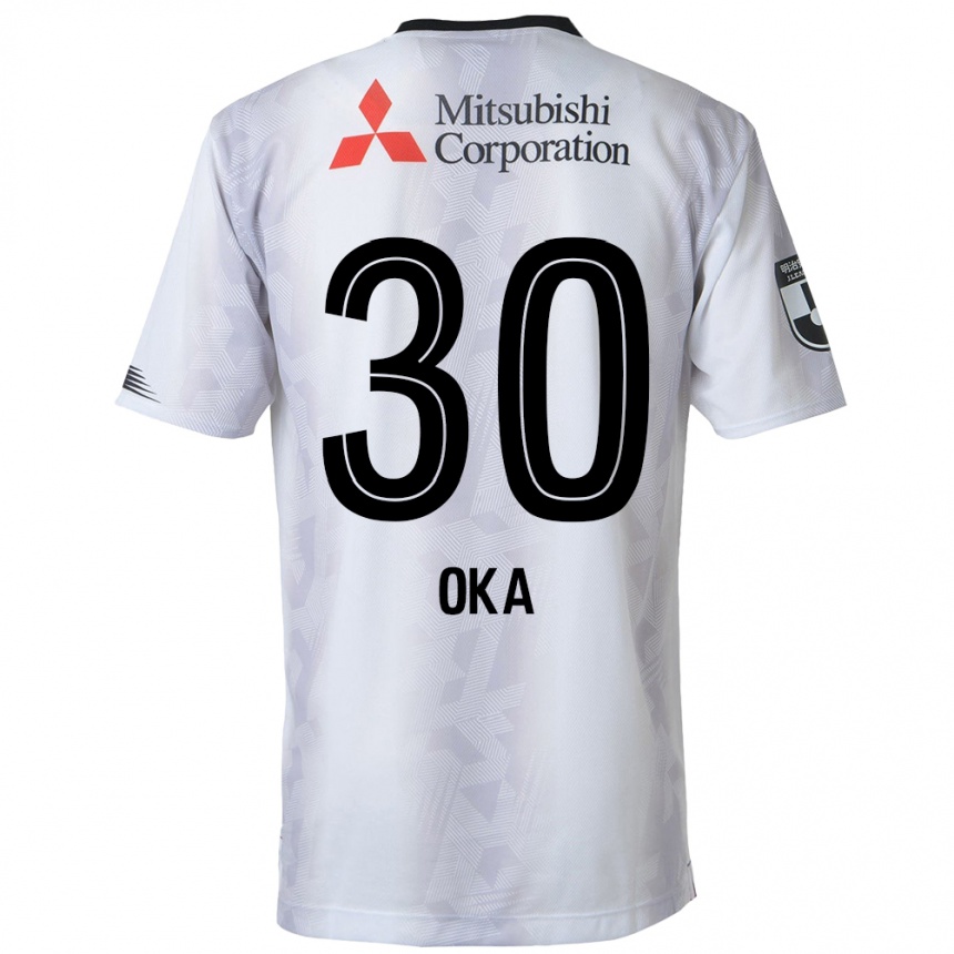 Kids Football Teppei Oka #30 White Black Away Jersey 2024/25 T-Shirt