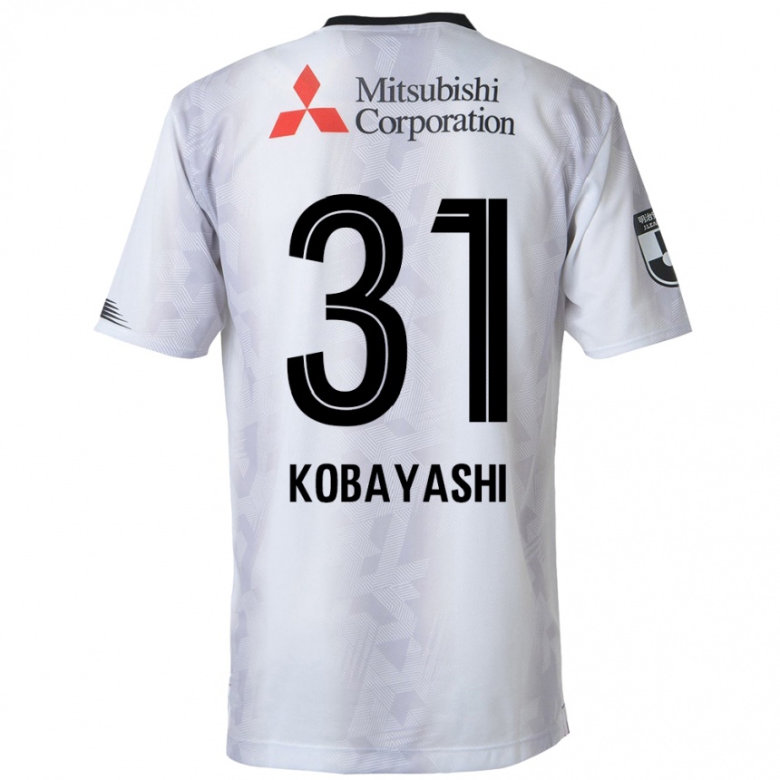 Kids Football Masataka Kobayashi #31 White Black Away Jersey 2024/25 T-Shirt