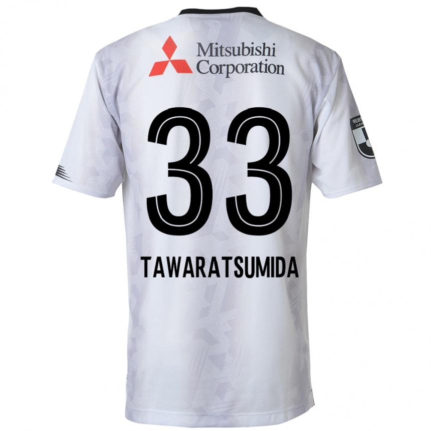 Kids Football Kota Tawaratsumida #33 White Black Away Jersey 2024/25 T-Shirt