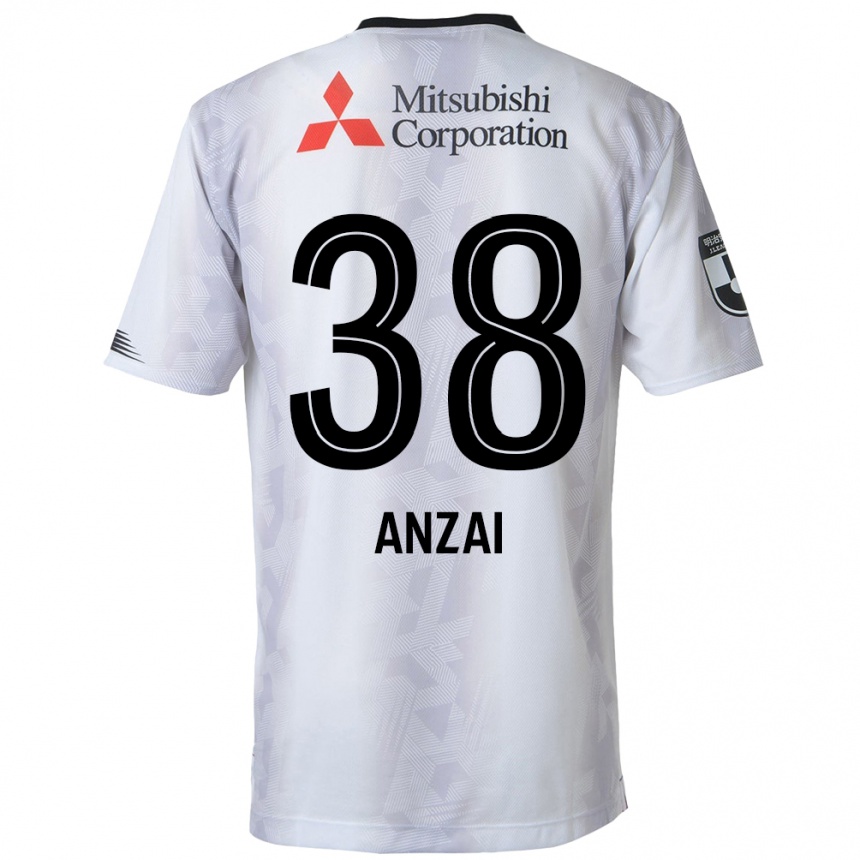 Kids Football Soma Anzai #38 White Black Away Jersey 2024/25 T-Shirt