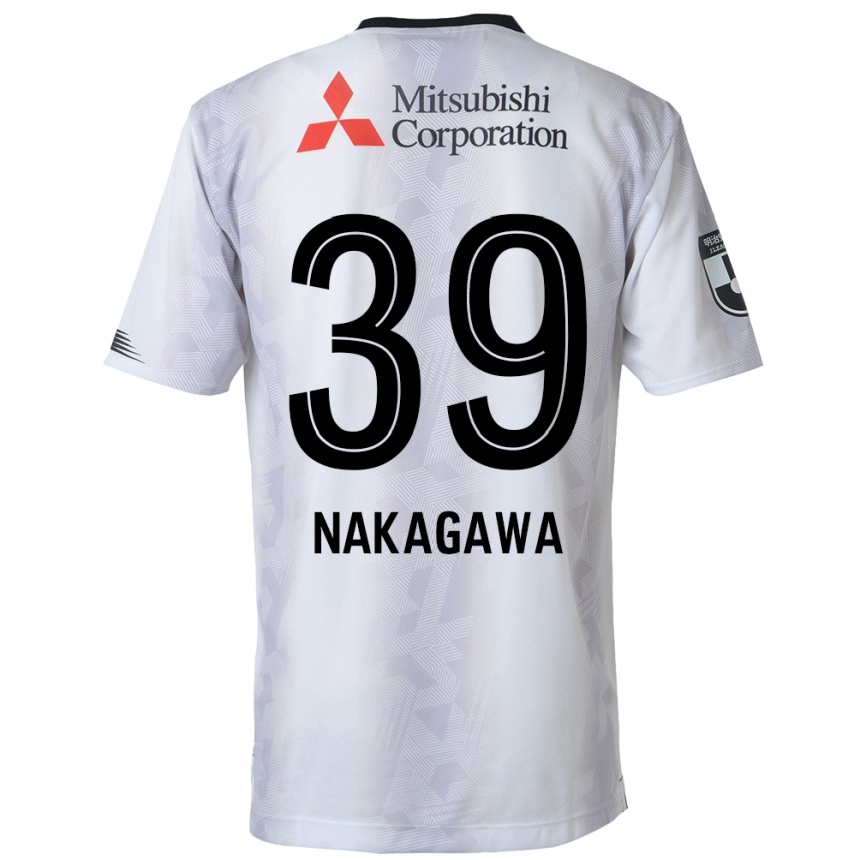 Kids Football Teruhito Nakagawa #39 White Black Away Jersey 2024/25 T-Shirt