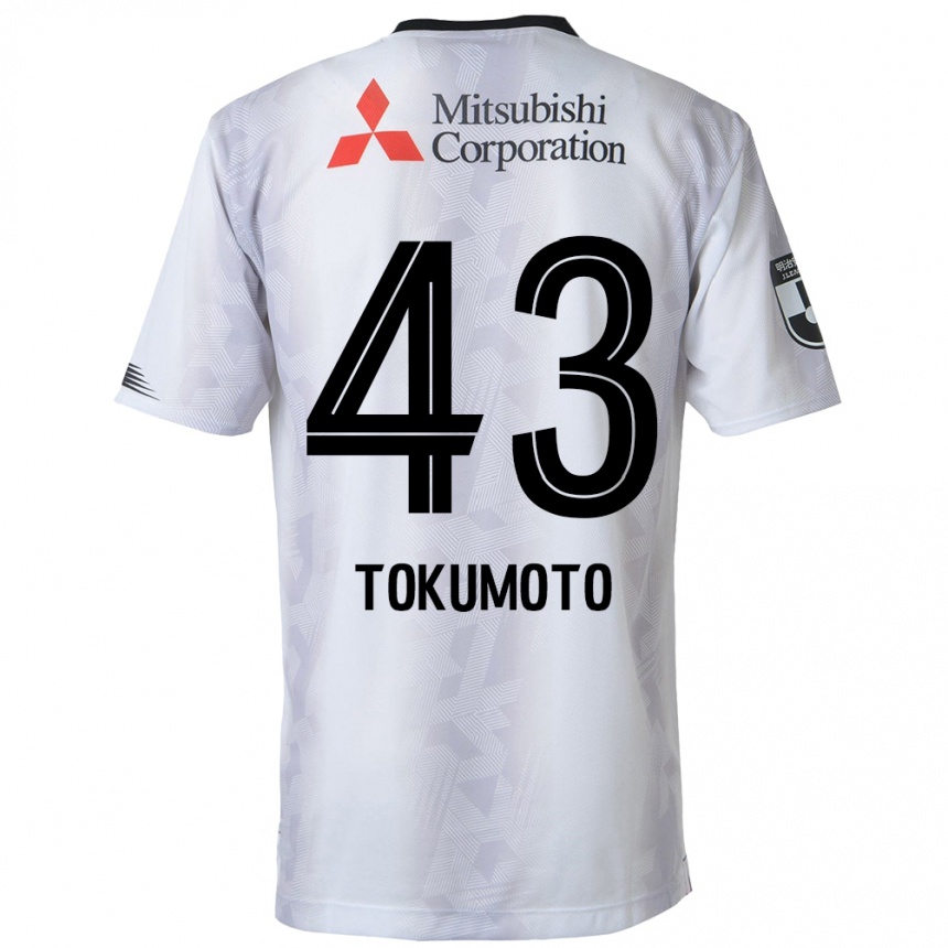 Kids Football Shuhei Tokumoto #43 White Black Away Jersey 2024/25 T-Shirt