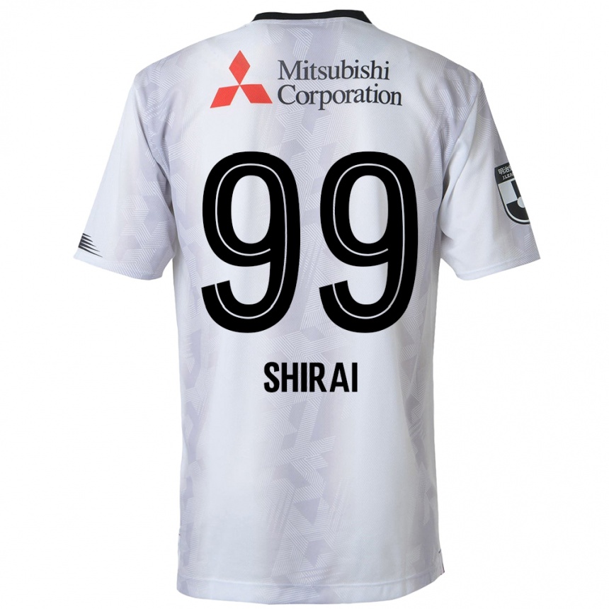 Kids Football Kosuke Shirai #99 White Black Away Jersey 2024/25 T-Shirt