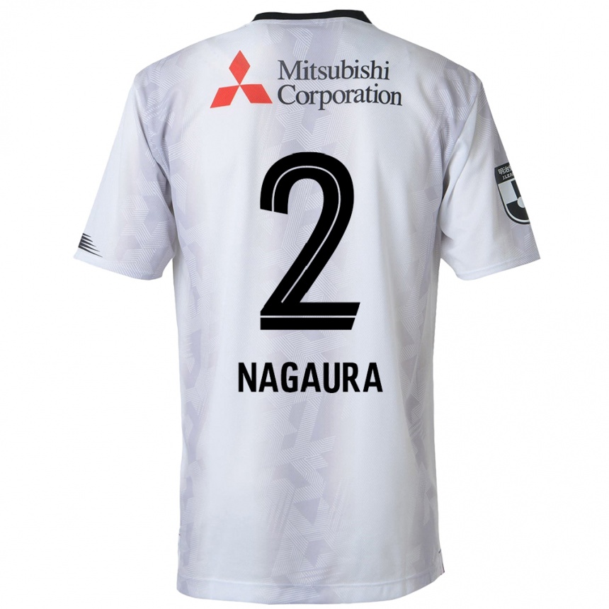 Kids Football Koshi Nagaura #2 White Black Away Jersey 2024/25 T-Shirt