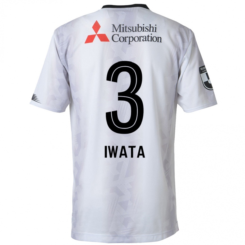 Kids Football Yuki Iwata #3 White Black Away Jersey 2024/25 T-Shirt