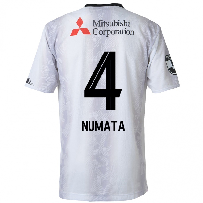 Kids Football Seisa Numata #4 White Black Away Jersey 2024/25 T-Shirt