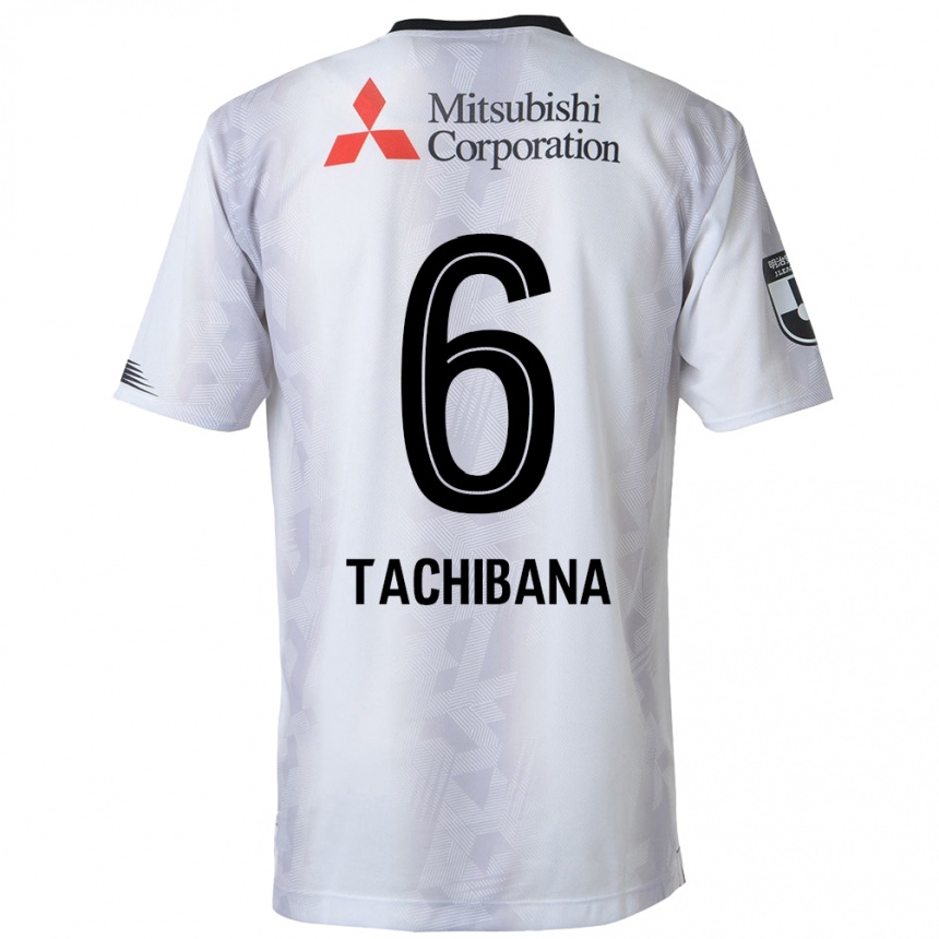 Kids Football Keigo Tachibana #6 White Black Away Jersey 2024/25 T-Shirt