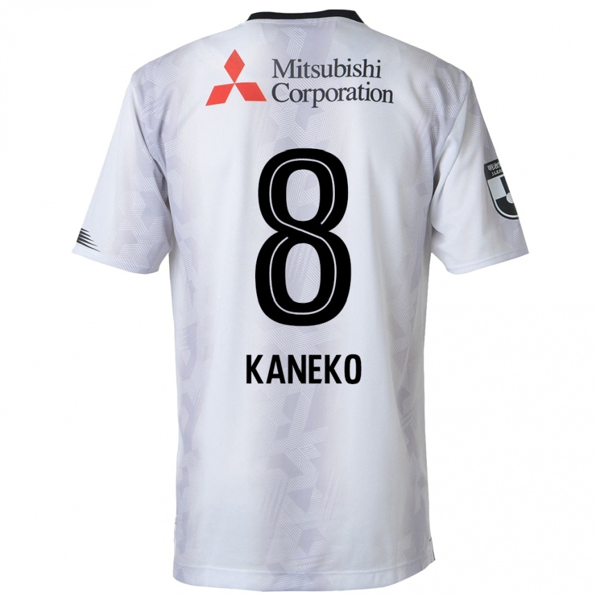 Kids Football Shunsuke Kaneko #8 White Black Away Jersey 2024/25 T-Shirt