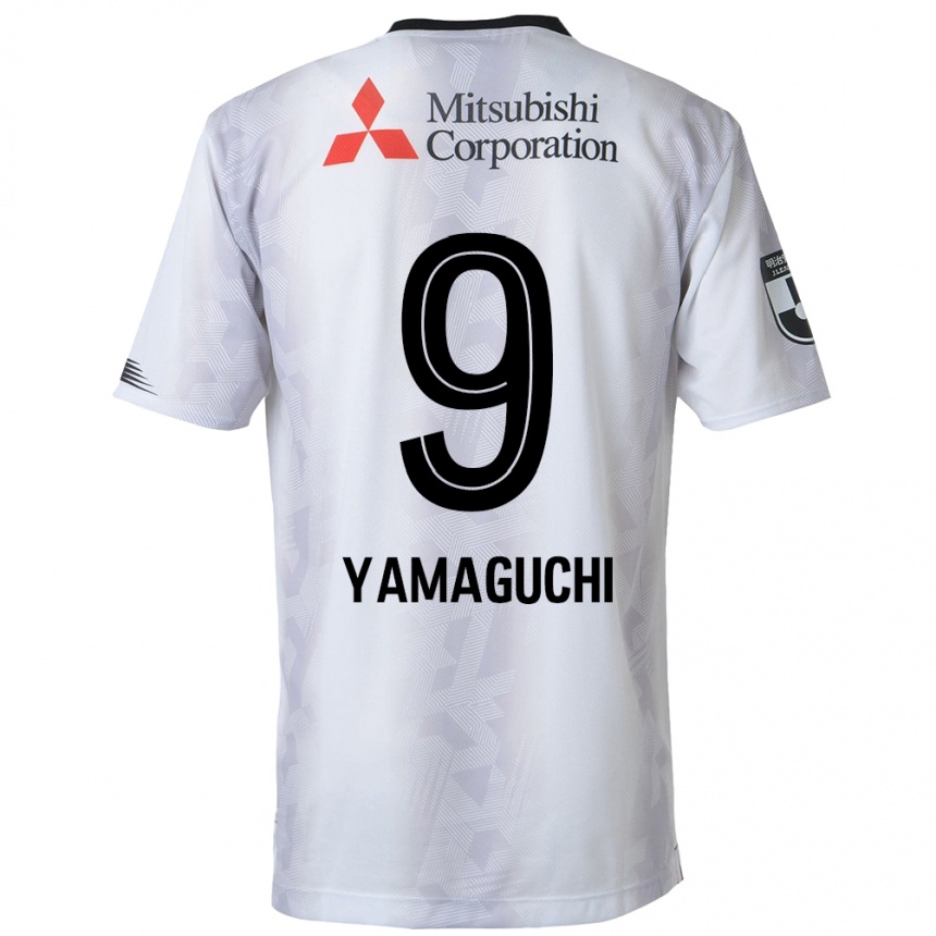 Kids Football Taiyo Yamaguchi #9 White Black Away Jersey 2024/25 T-Shirt