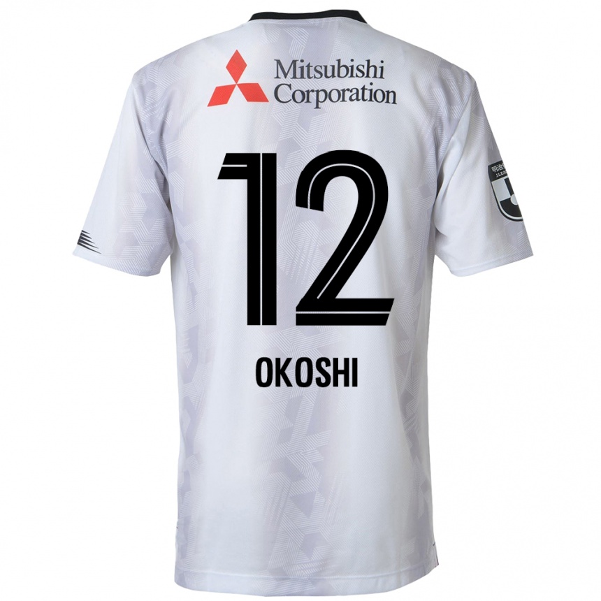 Kids Football Yutaha Okoshi #12 White Black Away Jersey 2024/25 T-Shirt