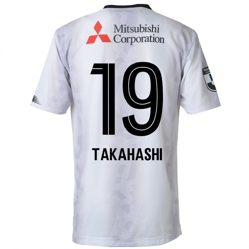 Kids Football Yuya Takahashi #19 White Black Away Jersey 2024/25 T-Shirt