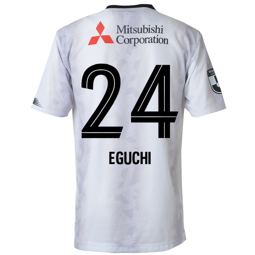 Kids Football Kaito Eguchi #24 White Black Away Jersey 2024/25 T-Shirt