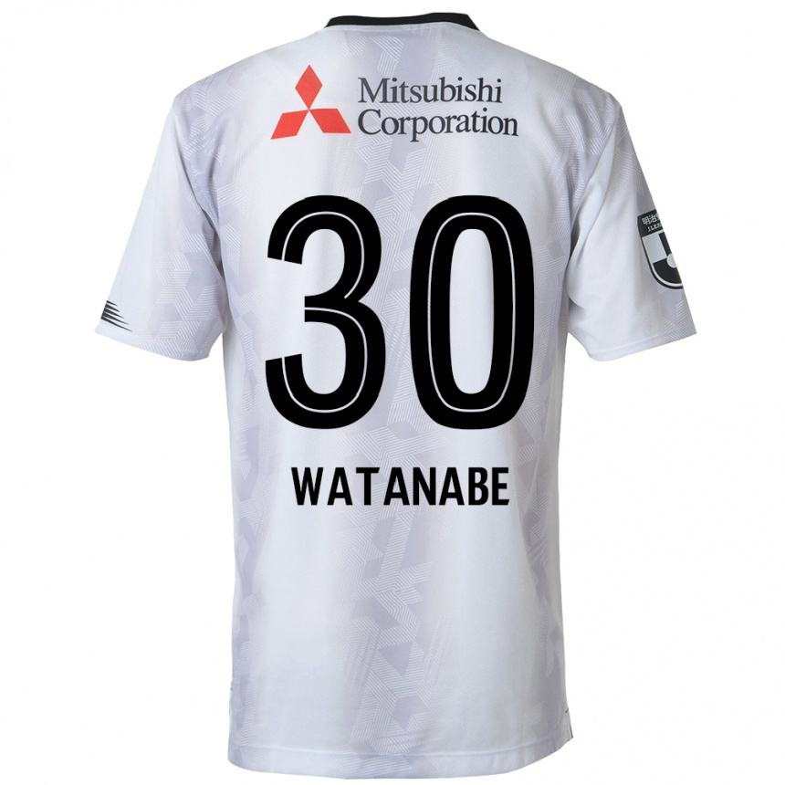 Kids Football Matthew Watanabe #30 White Black Away Jersey 2024/25 T-Shirt