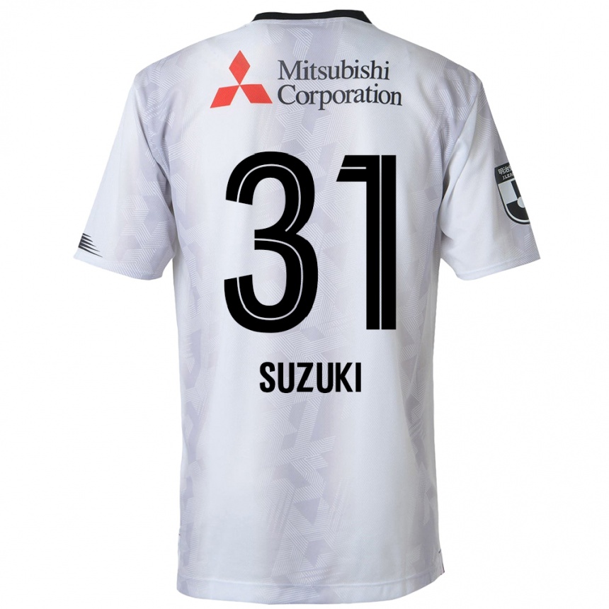 Kids Football Kaede Suzuki #31 White Black Away Jersey 2024/25 T-Shirt