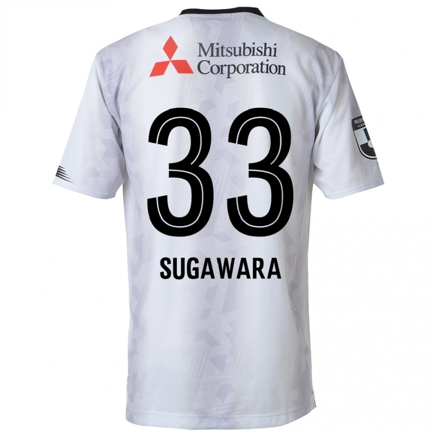 Kids Football Yuta Sugawara #33 White Black Away Jersey 2024/25 T-Shirt