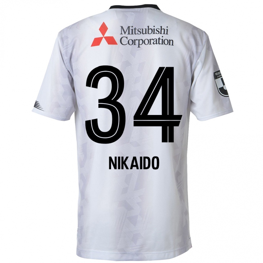 Kids Football Rintaro Nikaido #34 White Black Away Jersey 2024/25 T-Shirt