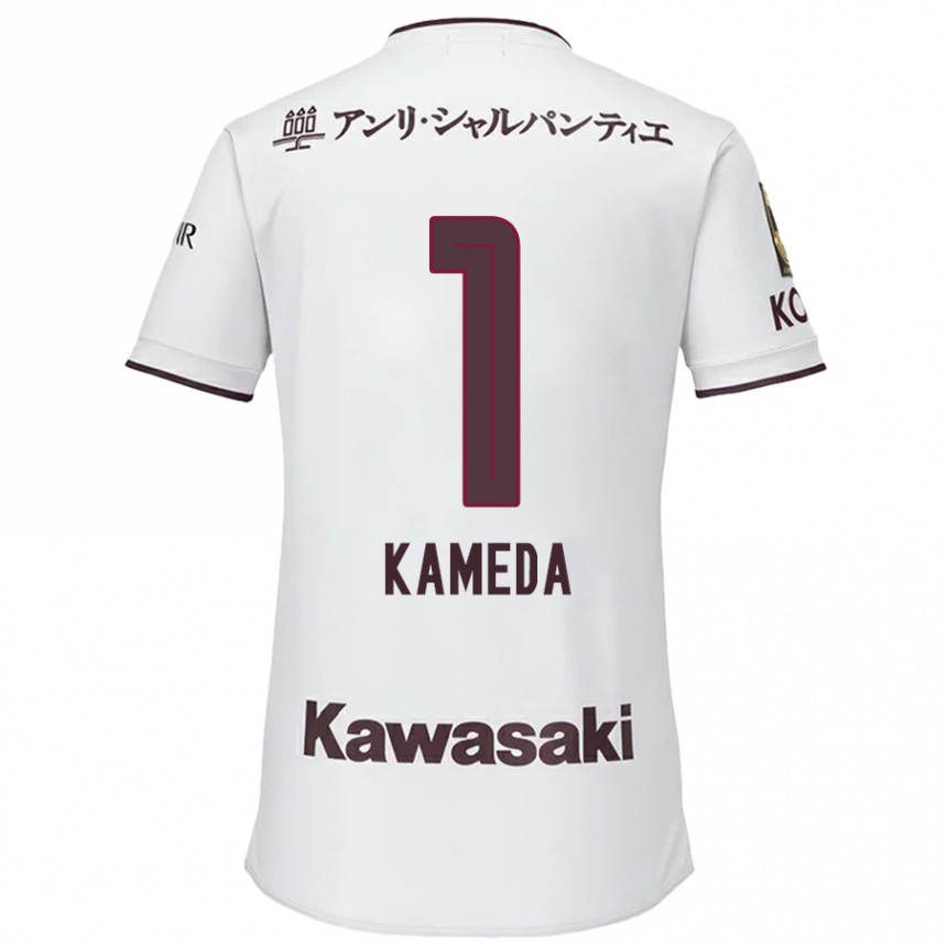 Kids Football Taiga Kameda #1 White Red Away Jersey 2024/25 T-Shirt