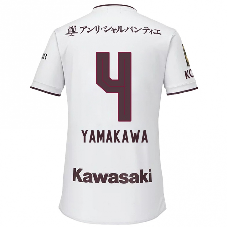 Kids Football Tetsushi Yamakawa #4 White Red Away Jersey 2024/25 T-Shirt