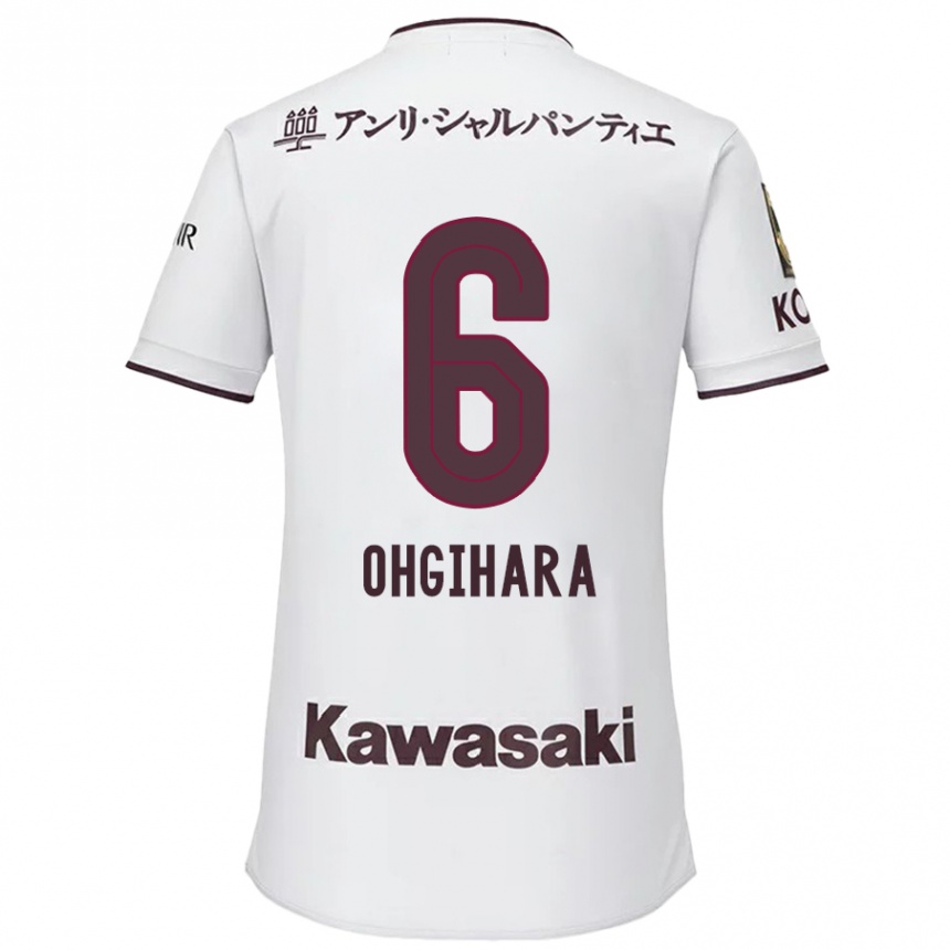 Kids Football Takahiro Ogihara #6 White Red Away Jersey 2024/25 T-Shirt