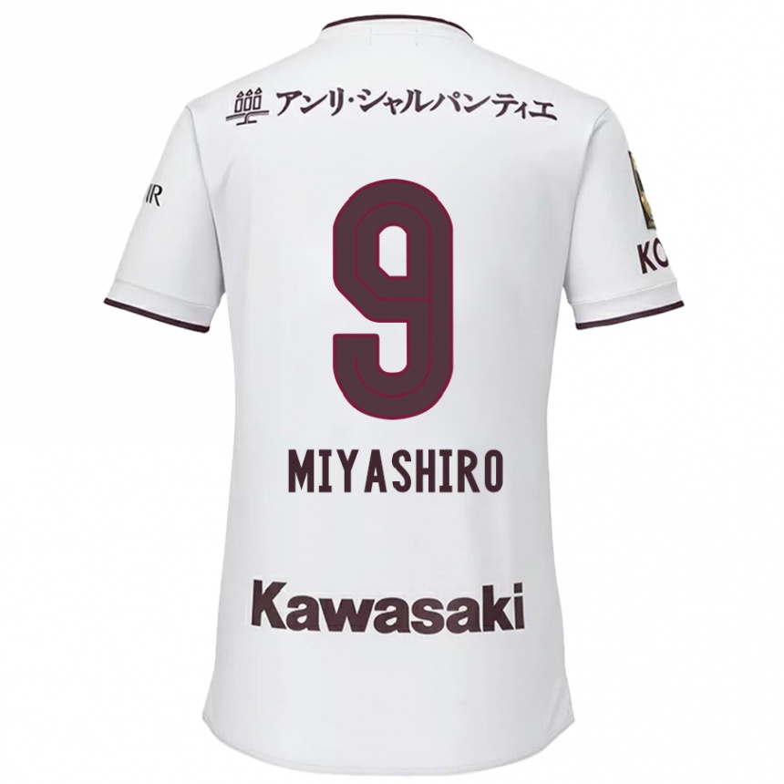 Kids Football Taisei Miyashiro #9 White Red Away Jersey 2024/25 T-Shirt