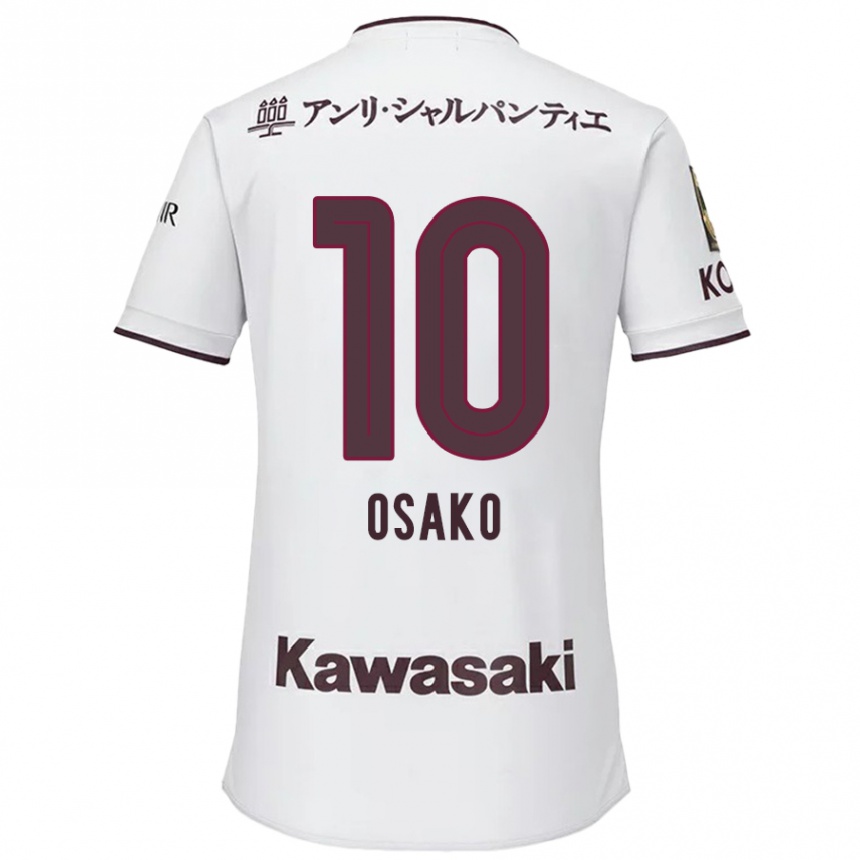 Kids Football Yuya Osako #10 White Red Away Jersey 2024/25 T-Shirt