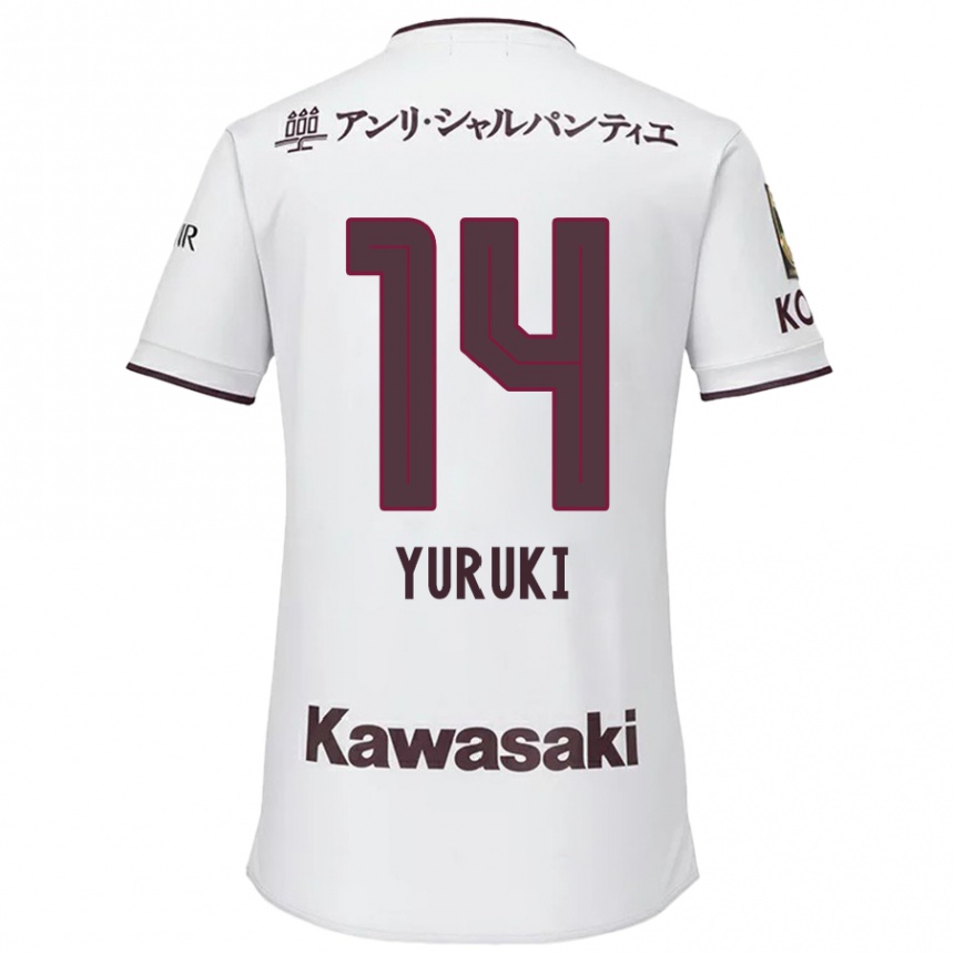 Kids Football Koya Yuruki #14 White Red Away Jersey 2024/25 T-Shirt