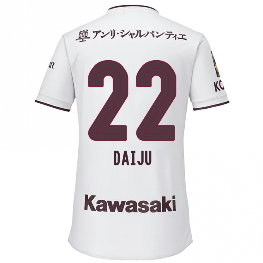 Kids Football Daiju Sasaki #22 White Red Away Jersey 2024/25 T-Shirt