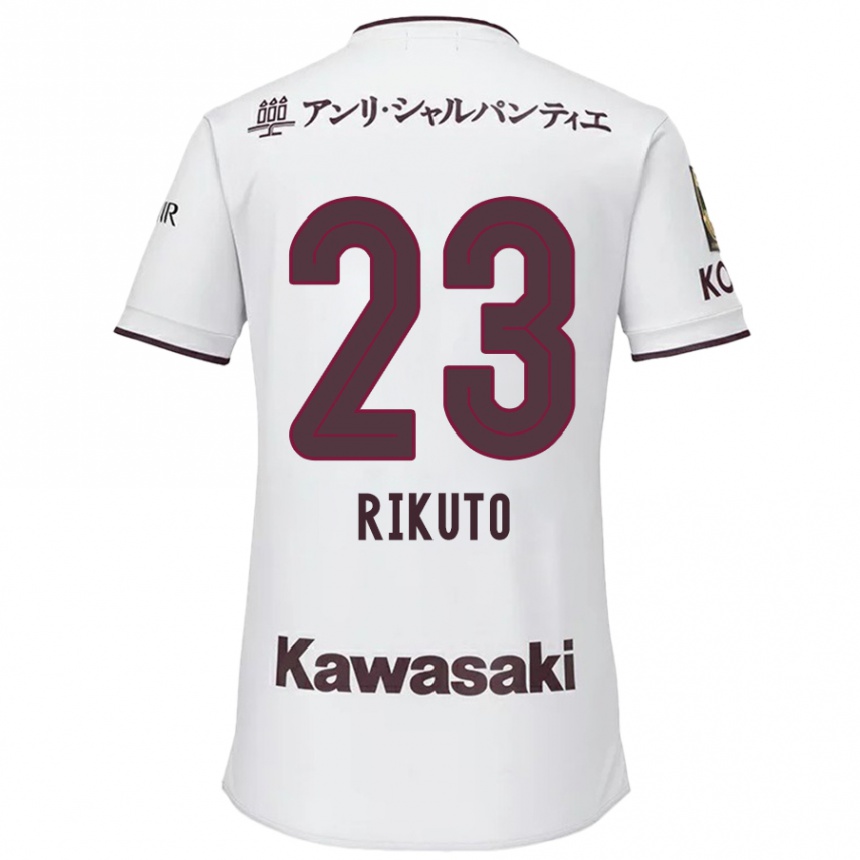 Kids Football Rikuto Hirose #23 White Red Away Jersey 2024/25 T-Shirt