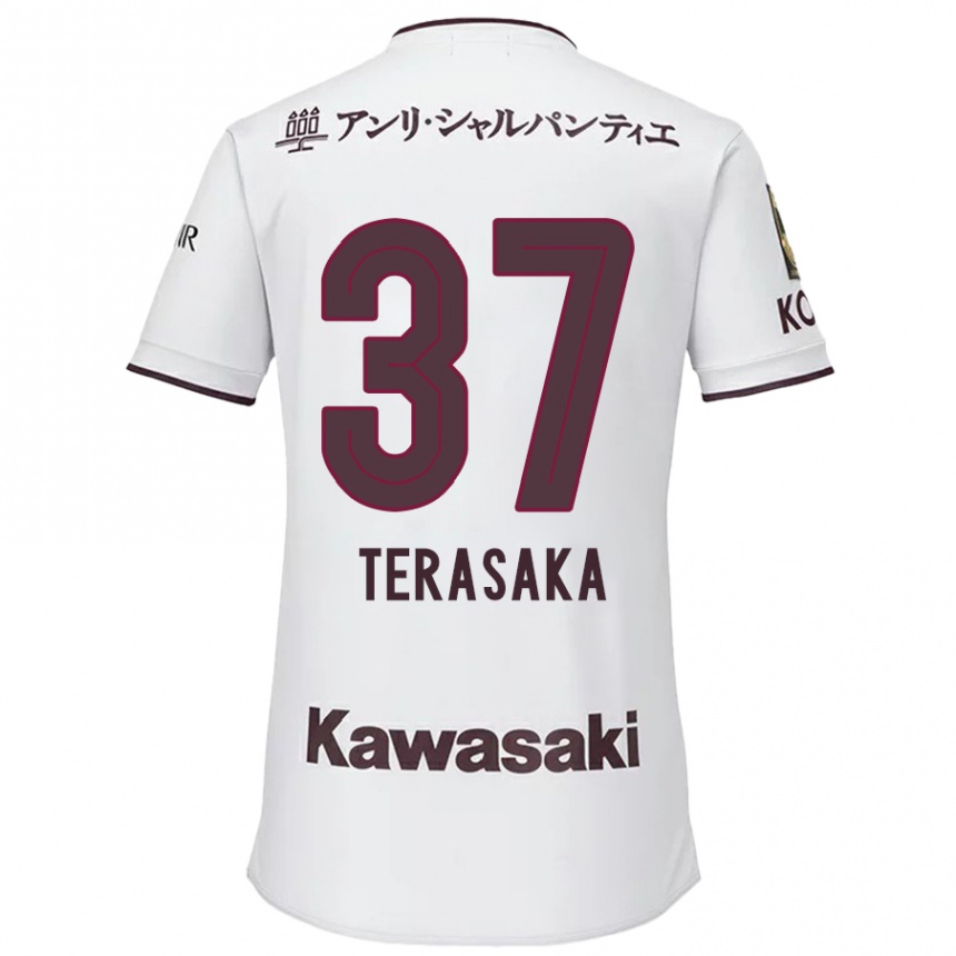 Kids Football Shogo Terasaka #37 White Red Away Jersey 2024/25 T-Shirt