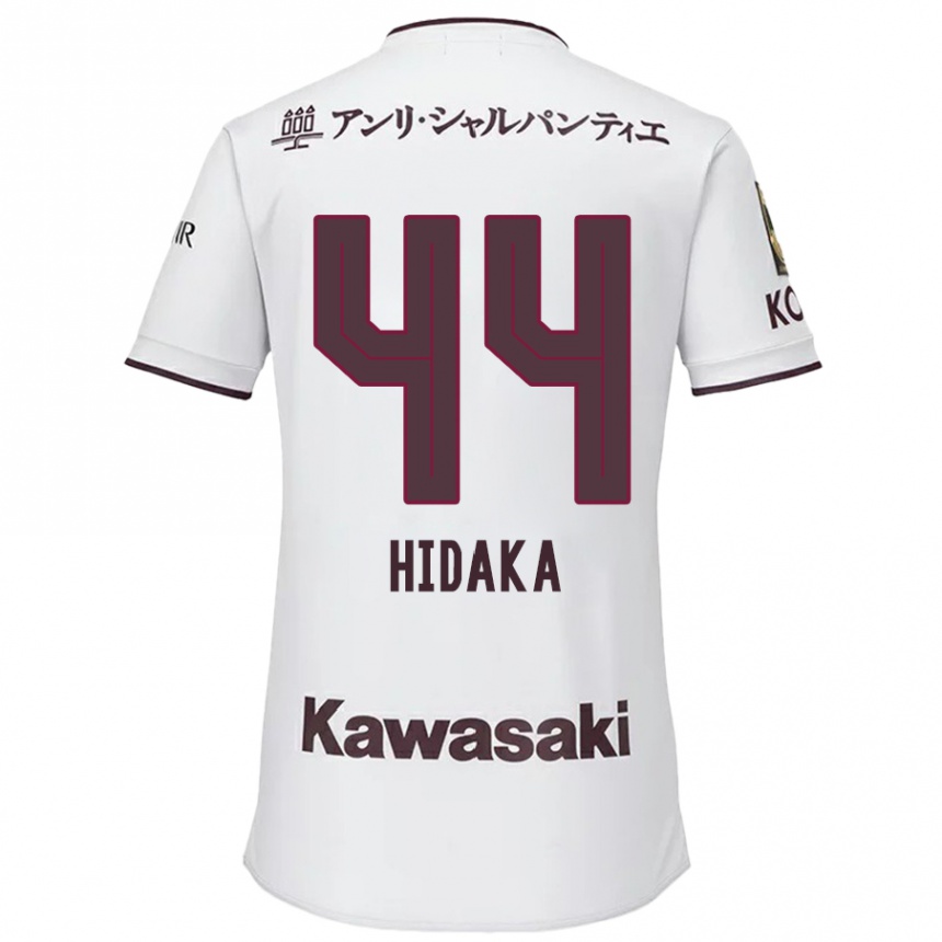 Kids Football Mitsuki Hidaka #44 White Red Away Jersey 2024/25 T-Shirt