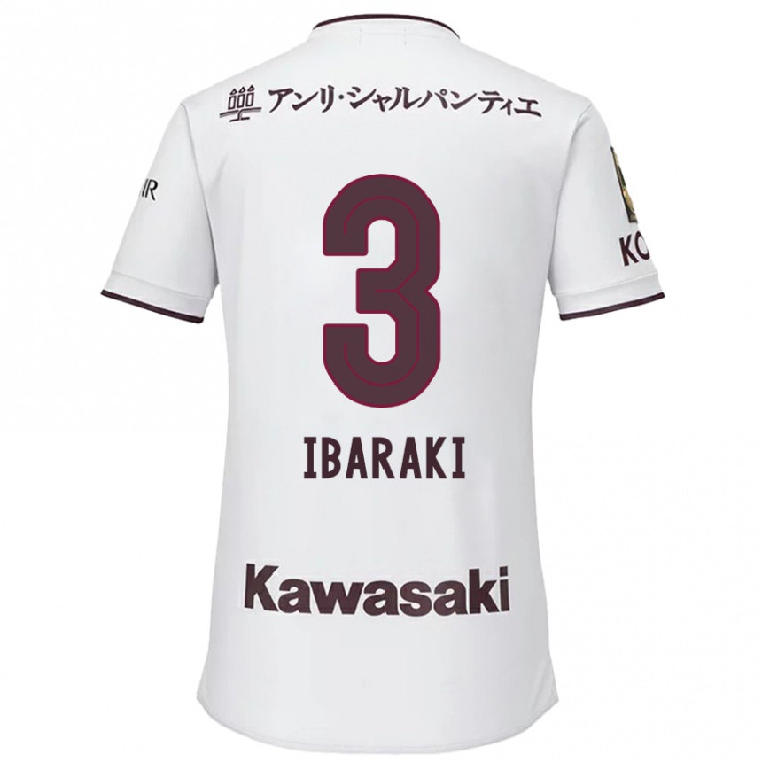 Kids Football Riku Ibaraki #3 White Red Away Jersey 2024/25 T-Shirt