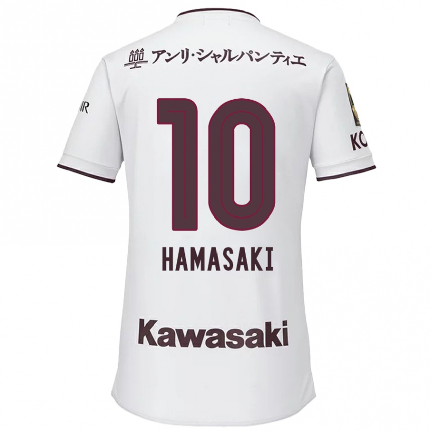 Kids Football Kento Hamasaki #10 White Red Away Jersey 2024/25 T-Shirt