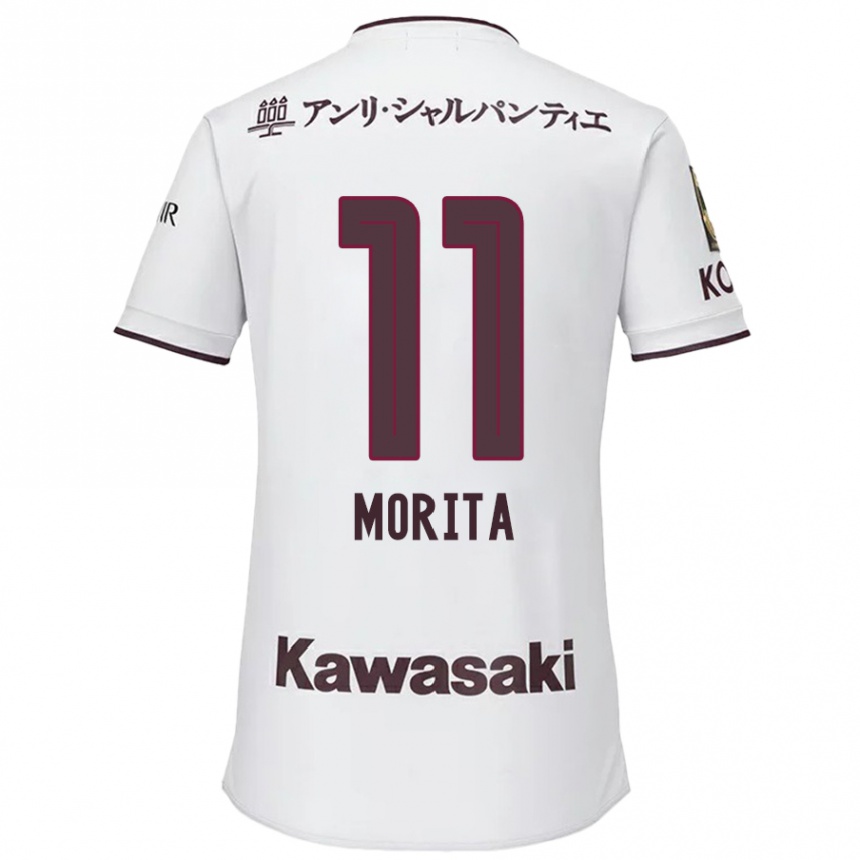 Kids Football Oga Morita #11 White Red Away Jersey 2024/25 T-Shirt