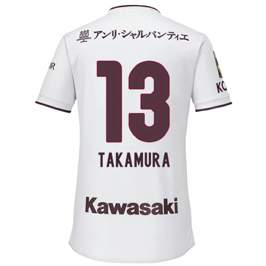 Kids Football Tokiya Takamura #13 White Red Away Jersey 2024/25 T-Shirt