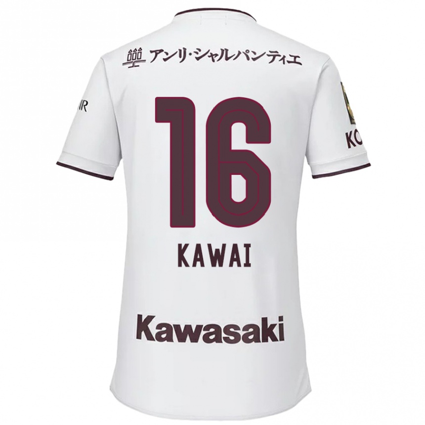 Kids Football Yuka Kawai #16 White Red Away Jersey 2024/25 T-Shirt