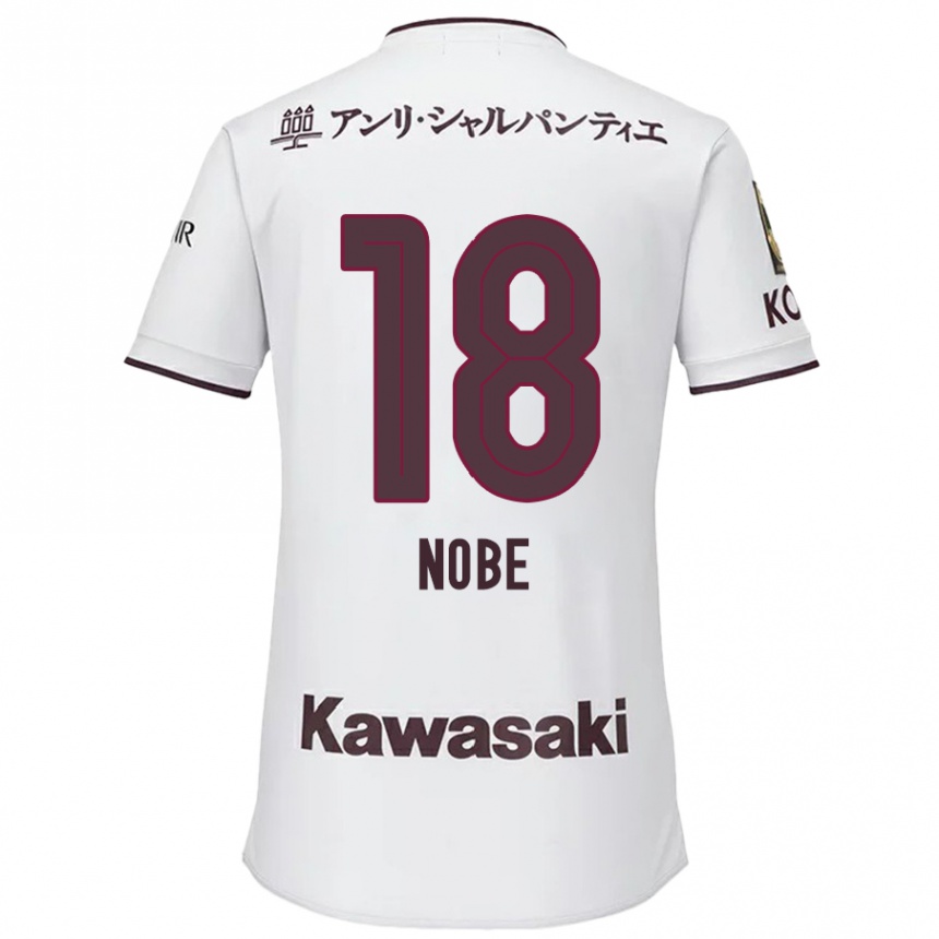 Kids Football Tomohiro Nobe #18 White Red Away Jersey 2024/25 T-Shirt