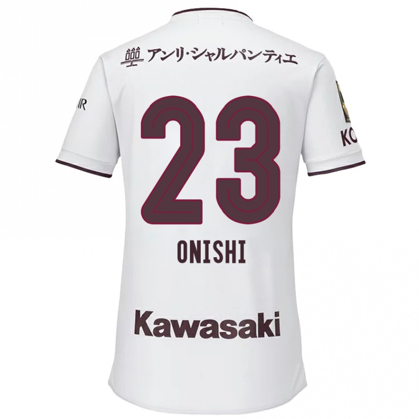 Kids Football Sota Onishi #23 White Red Away Jersey 2024/25 T-Shirt