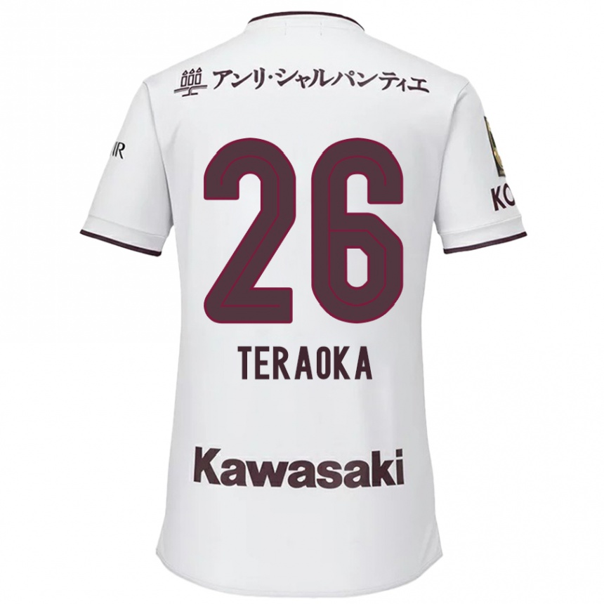 Kids Football Yuma Teraoka #26 White Red Away Jersey 2024/25 T-Shirt