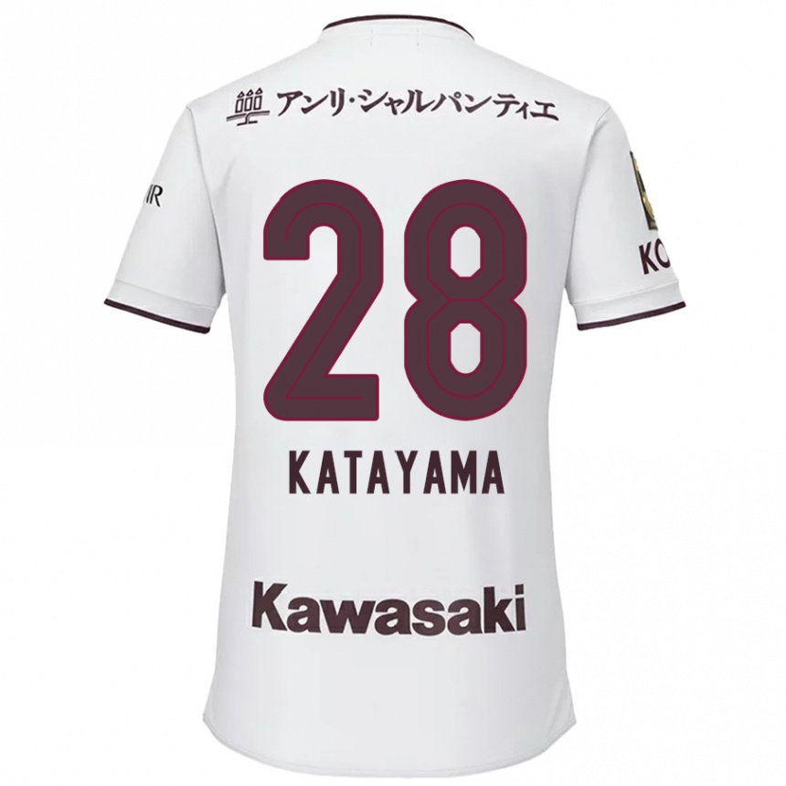 Kids Football Kota Katayama #28 White Red Away Jersey 2024/25 T-Shirt