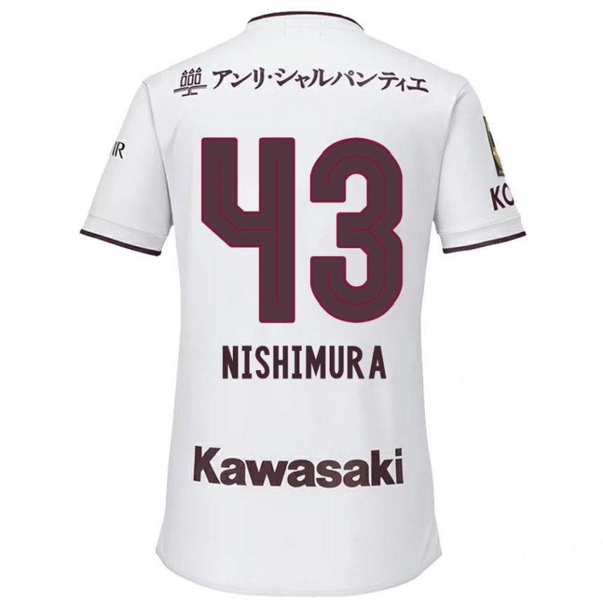 Kids Football Nagi Nishimura #43 White Red Away Jersey 2024/25 T-Shirt