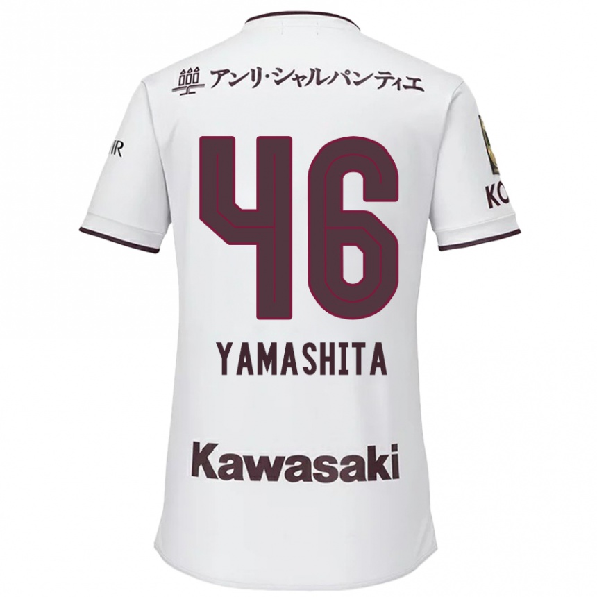 Kids Football Hiroto Yamashita #46 White Red Away Jersey 2024/25 T-Shirt