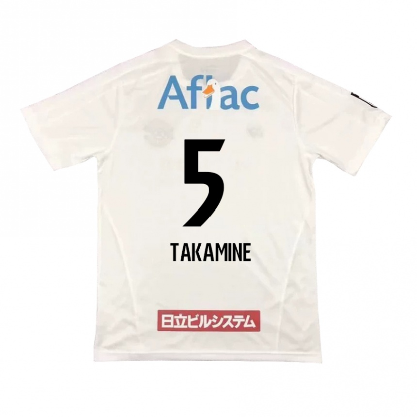 Kids Football Tomoki Takamine #5 White Black Away Jersey 2024/25 T-Shirt