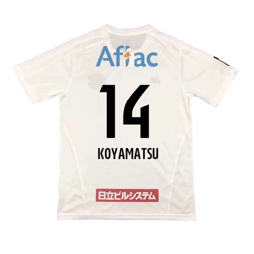 Kids Football Tomoya Koyamatsu #14 White Black Away Jersey 2024/25 T-Shirt