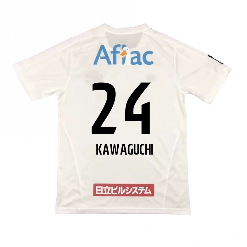 Kids Football Naoki Kawaguchi #24 White Black Away Jersey 2024/25 T-Shirt