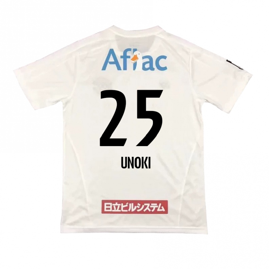 Kids Football Fumiya Unoki #25 White Black Away Jersey 2024/25 T-Shirt