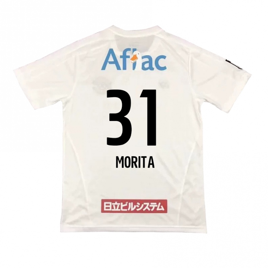 Kids Football Tatsuya Morita #31 White Black Away Jersey 2024/25 T-Shirt