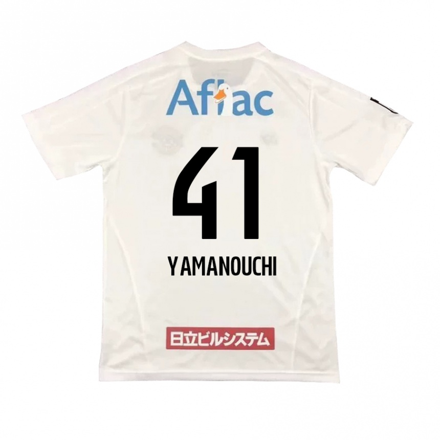 Kids Football Yusei Yamanouchi #41 White Black Away Jersey 2024/25 T-Shirt