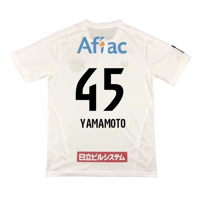 Kids Football Ota Yamamoto #45 White Black Away Jersey 2024/25 T-Shirt